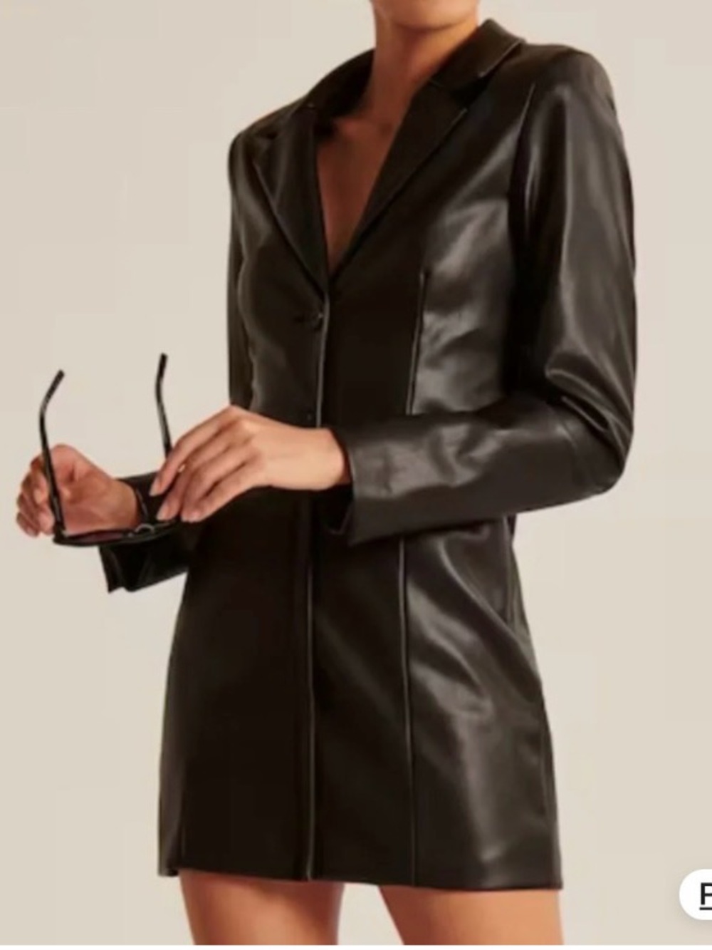 Abercrombie & Fitch Black Faux Leather Long Coat Blazer XLT so mini/midi